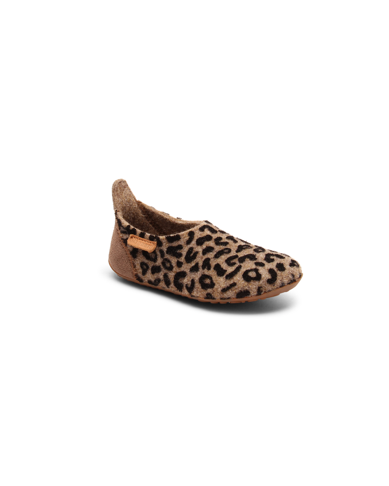 Pantoffel - Basic wool brown leopard-zoom-